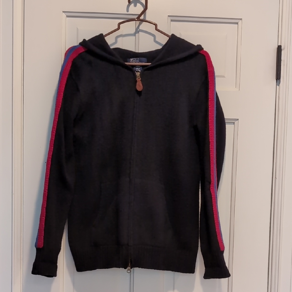 Polo by Ralph Lauren Navy Wool Blend Hooded Cardigan Sweater